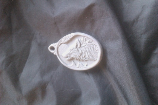 wolf pendent made by us.